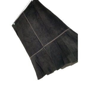 NWT Bailey 44 Pencil Black Suede Ruffle Hem Skirt Size 10 RN10219